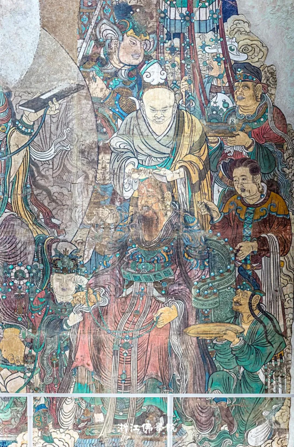 元代11.11米“彌勒說法圖”壁畫，1925年被切割成60多塊剝走，現館藏於加拿大