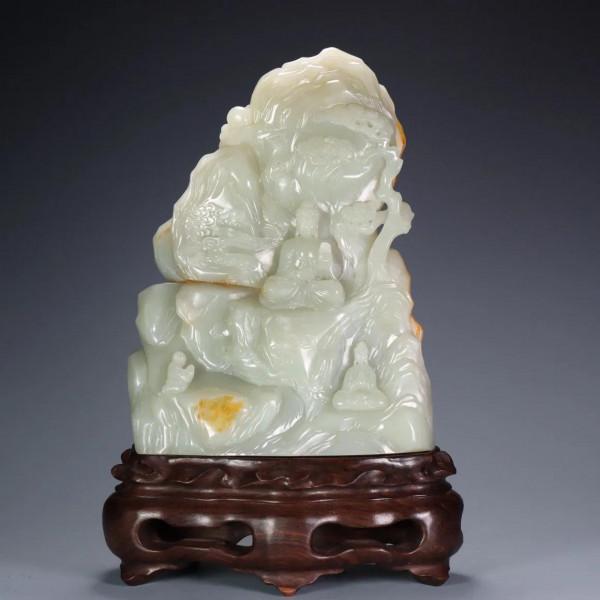 清代：和田玉龍耳鳳鈕雙聯蓋瓶