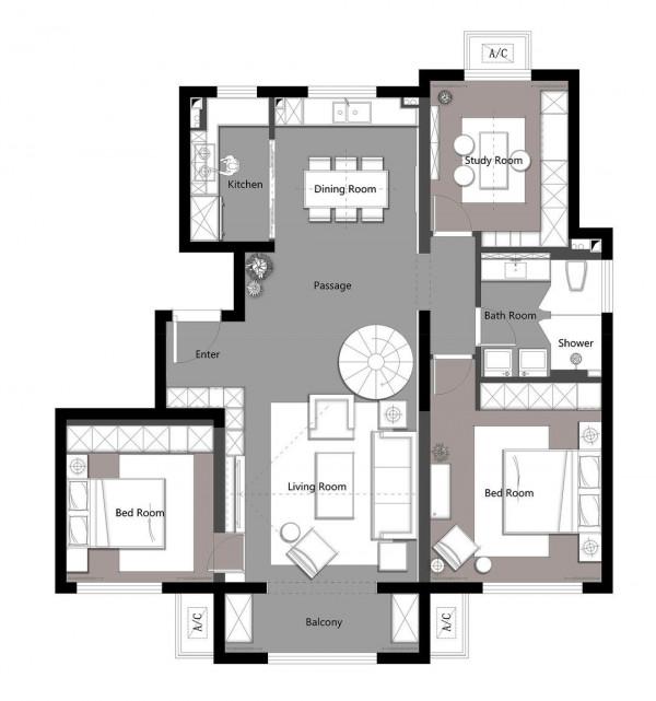 男導遊的家，用基礎的圖形加線條，裝扮出令人嚮往的家
