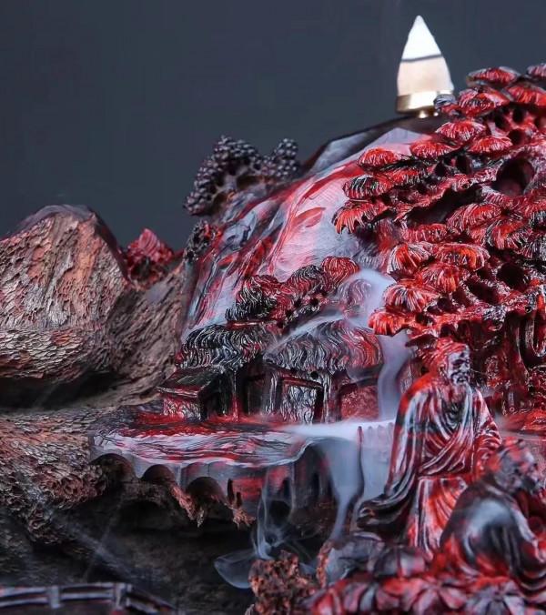 枯木一根雕山水，有老友品茶論道可也