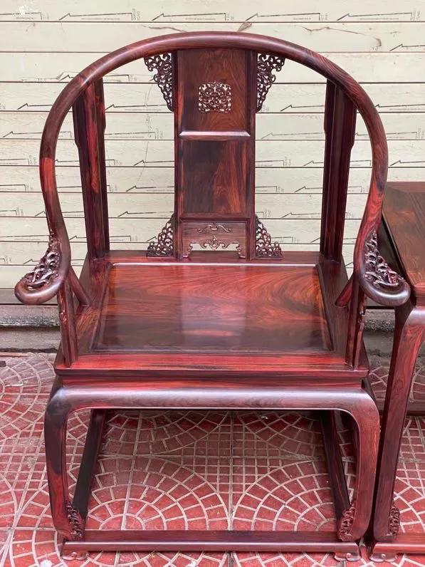 無補大紅酸枝皇宮椅三件套全獨板