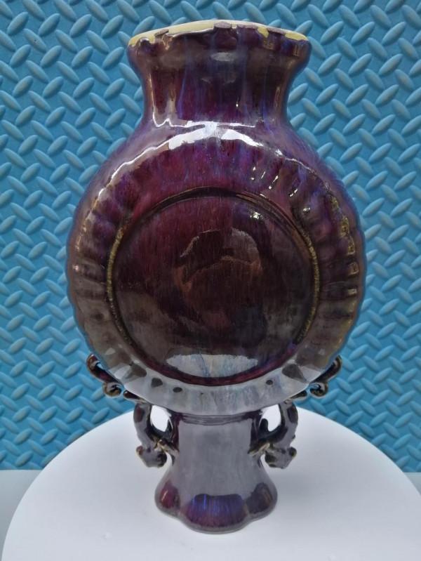 大清康熙年制款鈞窯窯變雙耳獸扁尊