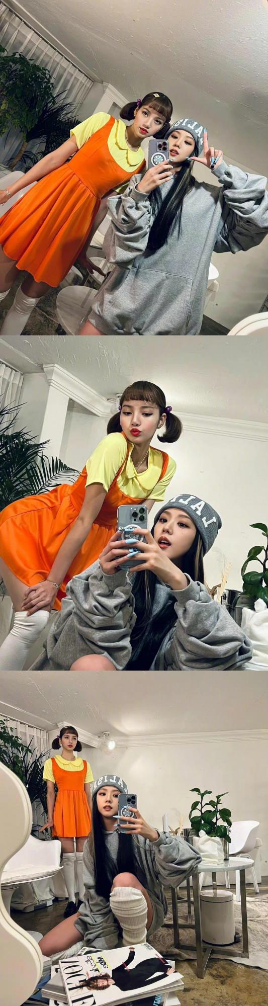 粉墨萬聖節！Jennie模仿美杜莎，Lisa模仿木頭人，Jisoo模仿lisa