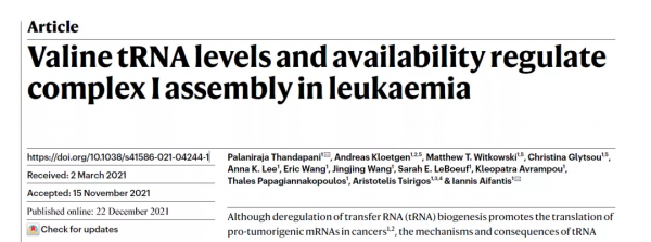 Nature：降低纈氨酸攝入緩解T細胞急性淋巴細胞白血病