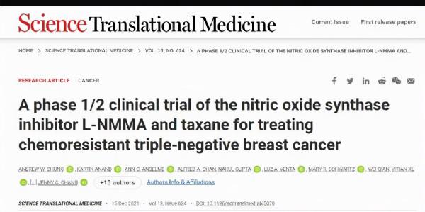 Science 子刊：重新定向藥物用於改善三陰性乳腺癌患者的治療效率