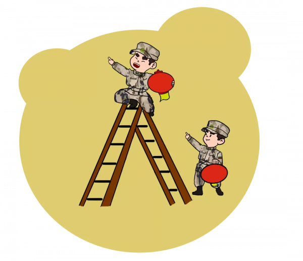 今夜，明月與彩燈輝映，輕輕照在哨位上