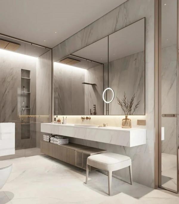大理石衛生間設計，簡約輕奢