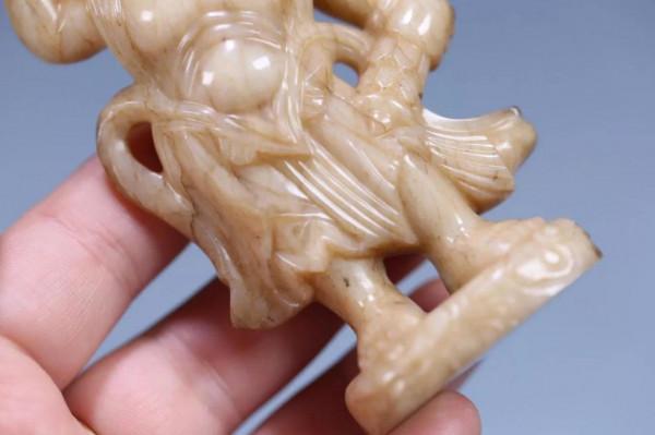 中古 和田玉四大天王擺件，主體為和田玉材質，材質細膩，包漿渾厚