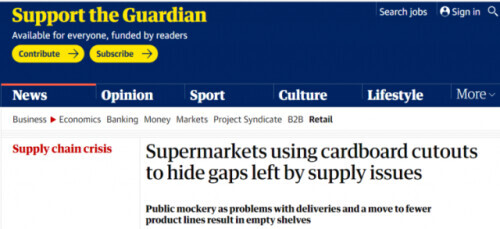 美國超市貨架空了貼照片代替,記者:缺吃缺喝還缺人…… 美國超市貨架空了貼照片代替,記者:缺吃缺喝還缺人……