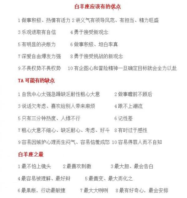 白羊座的優缺點