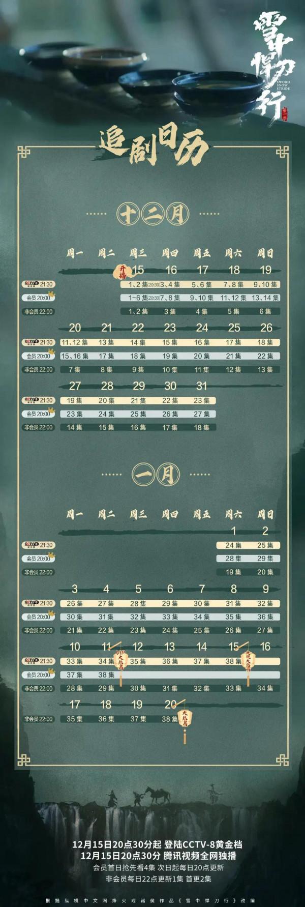 12月下旬已定檔電視劇＆12月中旬播出電視劇一覽