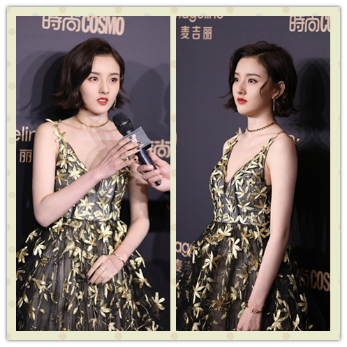 看不出景甜大了宋祖兒10歲，同穿金色很富貴，一點都不顯老