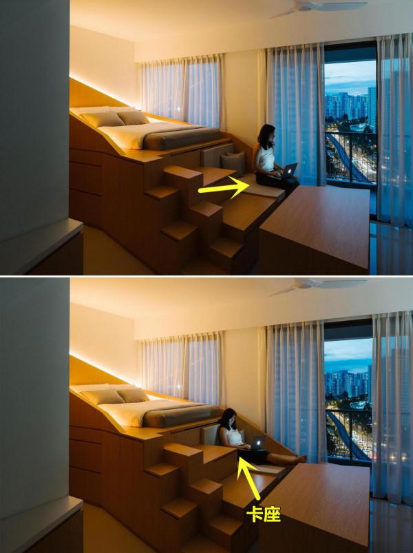 地面空間不夠，為什麼不動動腦子：把床抬高1米？又能多4個功能區