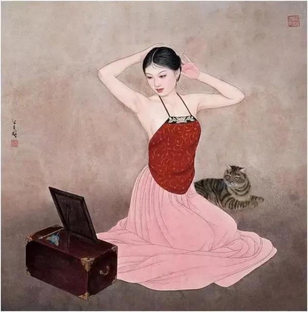 國畫人物旗袍之美