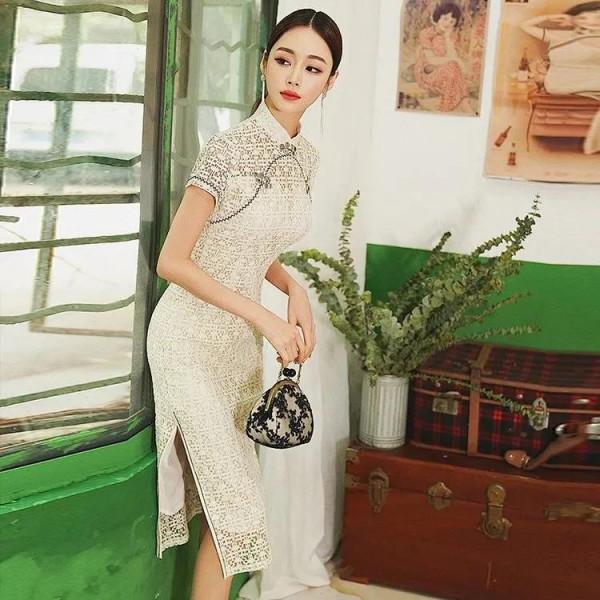 鏤空蕾絲旗袍裙，女人的偏愛，透露著高貴與優雅美到令人羨慕
