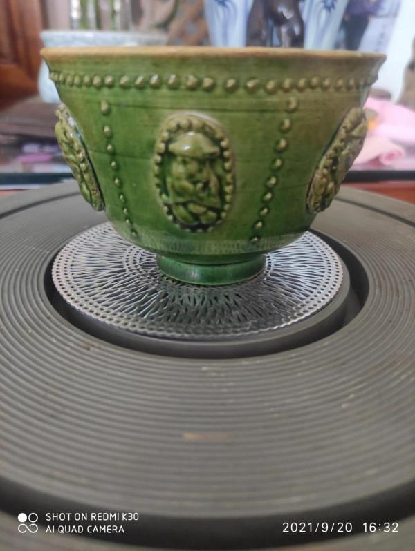 北齊山西窯綠釉貼塑茶盞公元550年作品 北齊山西窯綠釉貼塑茶盞公元550年作品