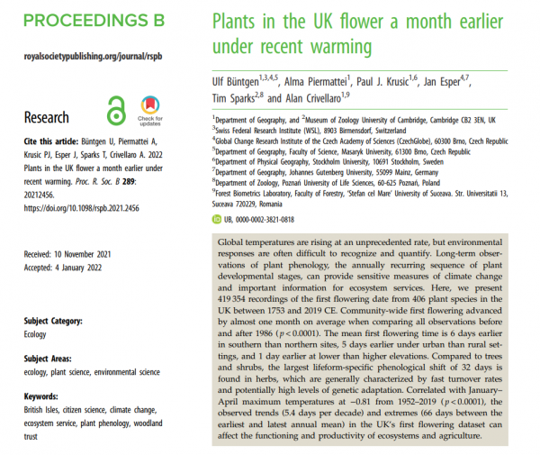 2022年春天再度提前?南方人感覺更明顯,科學家:可能不是好兆頭 2022年春天再度提前?南方人感覺更明顯,科學家:可能不是好兆頭