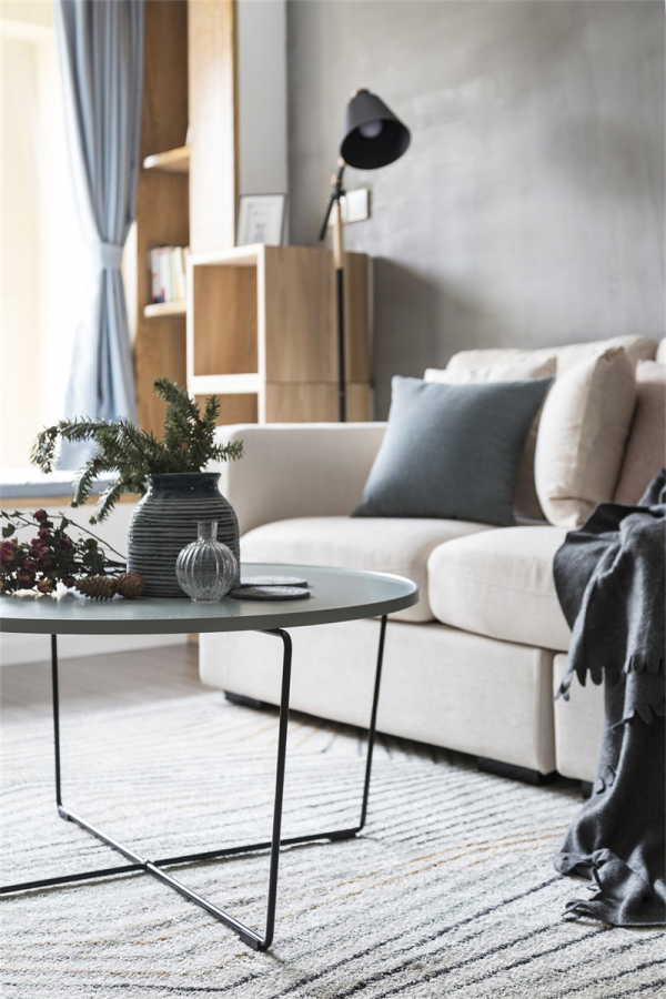 客廳居然是一抹水泥灰牆，是沒錢裝修了？