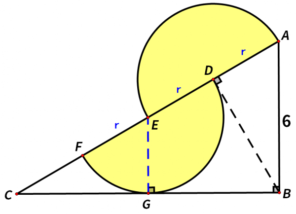 AB=6,求陰影部分面積 AB=6,求陰影部分面積