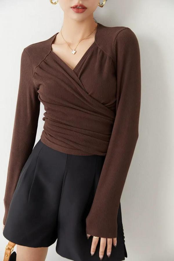 秋冬季新款氣質內搭針織衫長袖彈力純色T恤套頭打底衫