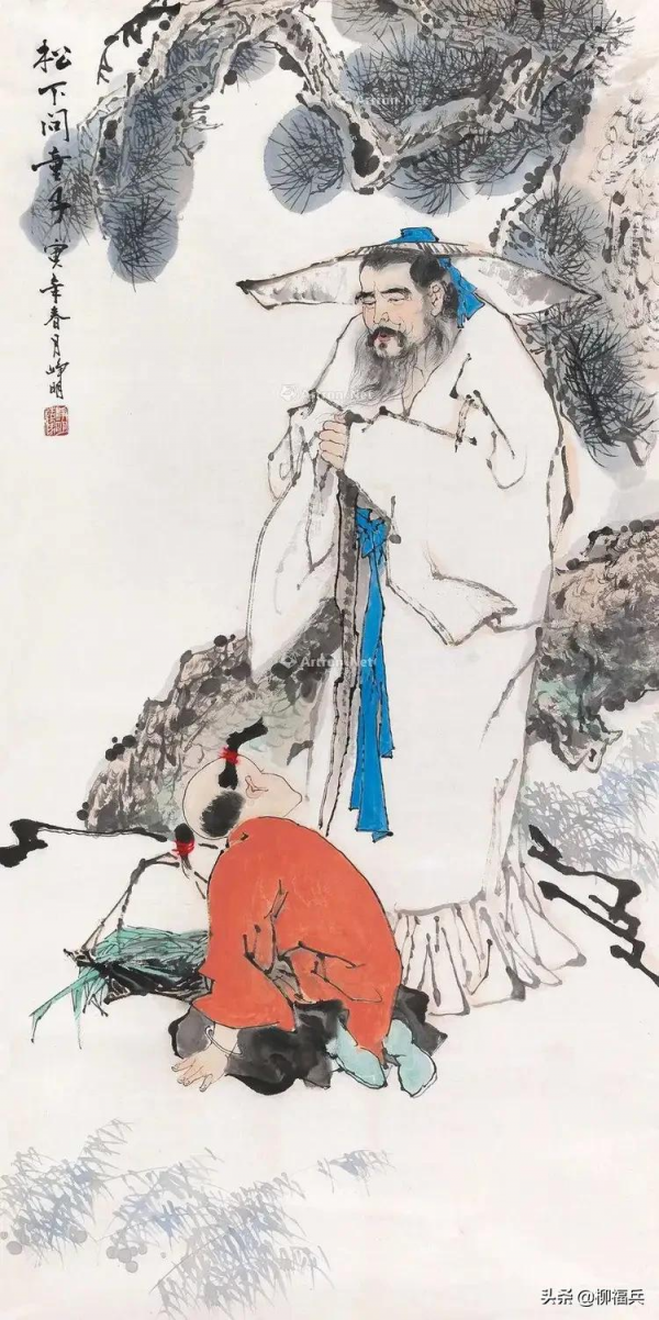 二十多位畫家創作的《松下問童子》看看哪幅更符合您想象中的意境