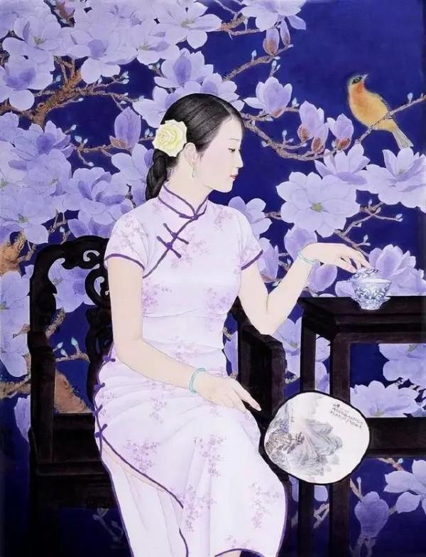 國畫人物旗袍之美