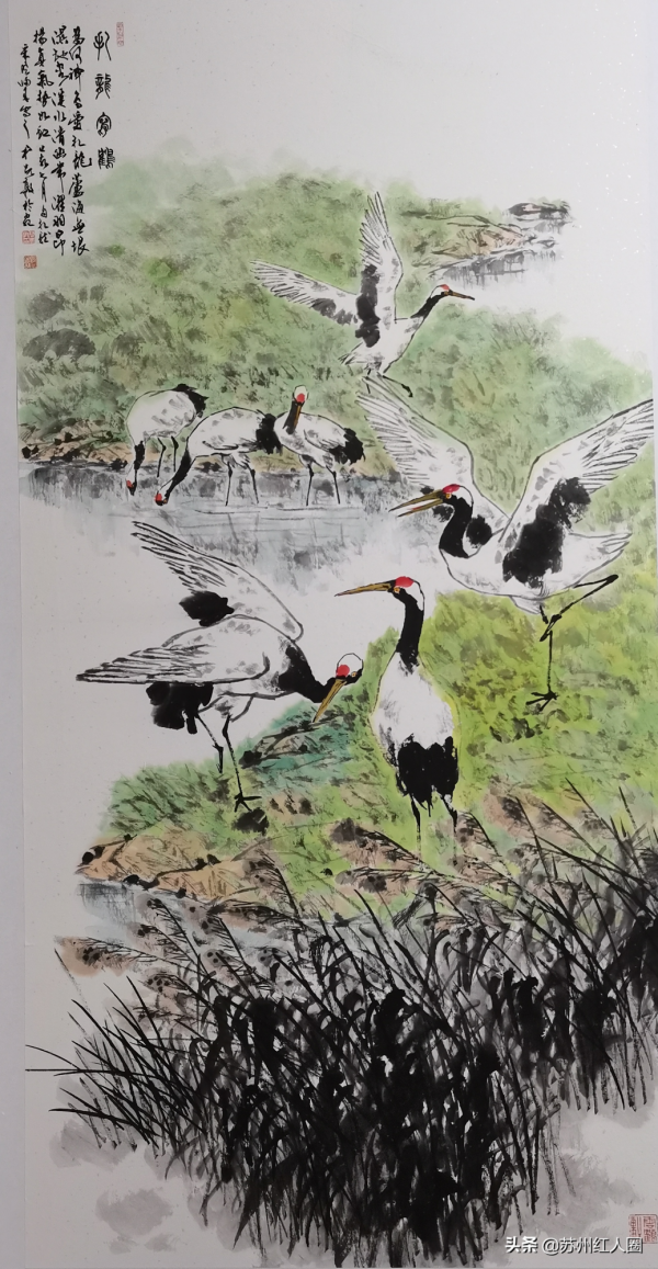 尹先敦國畫作品集評，畫作鶴舞九天仙氣十足，被無數藝術大師讚賞