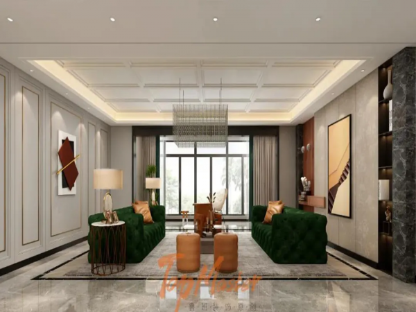 「魯班裝飾」昆明湖218㎡現代輕奢風格，鎏光映畫