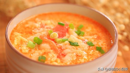 早餐花5分鐘做碗番茄疙瘩湯，孩子吃了營養又美味，好喝的不得了