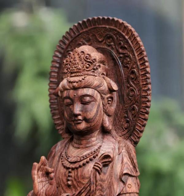 木雕，原來可以這麼美！海南黃花梨手工雕刻——飄帶觀音