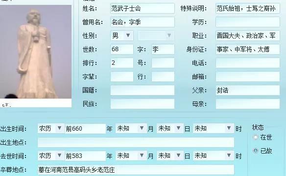 全國各姓氏始祖一覽圖(七) 全國各姓氏始祖一覽圖(七)