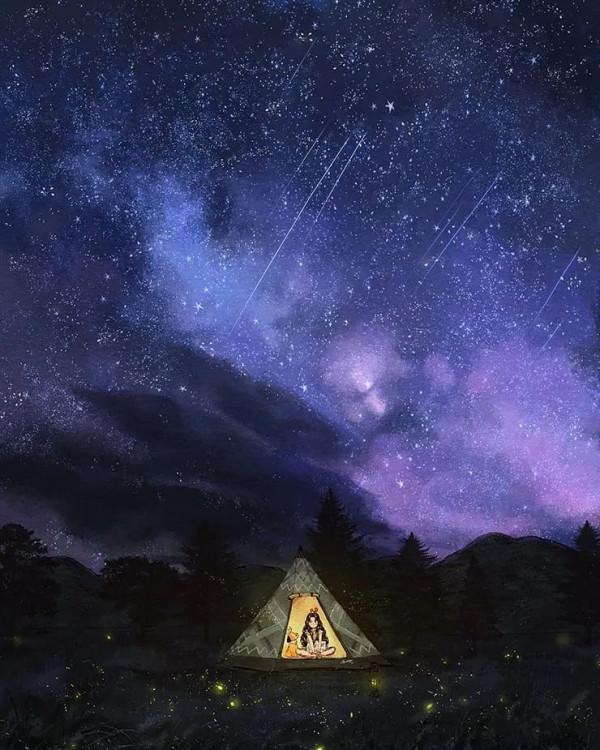 每日插畫｜aeppol的治癒系森林少女日記，休息一會兒再走也沒關係