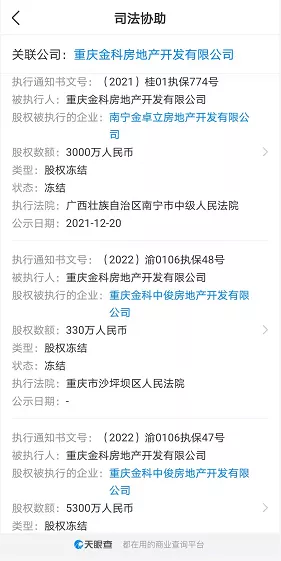 金科股份：股債雙殺風險湧動，司法凍結超8600萬