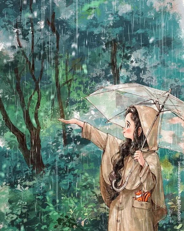 每日插畫｜aeppol的治癒系森林少女日記，休息一會兒再走也沒關係