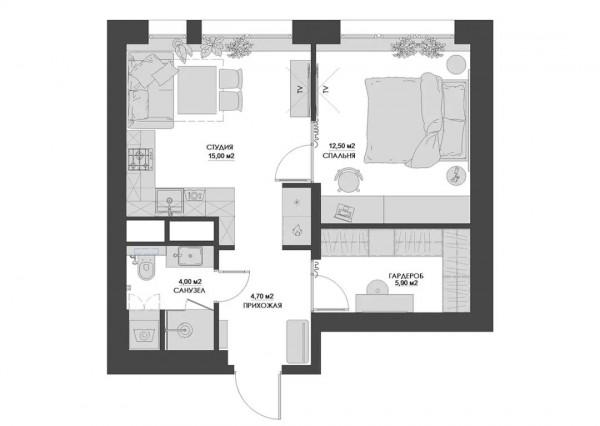 47平超小戶型，各種功能照樣能實現，甚至還有衣帽間