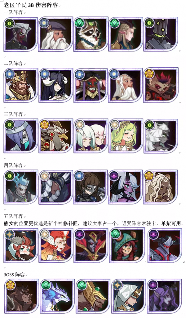 本期詛咒夢境平民陣容分享