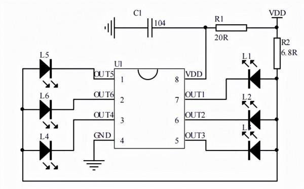 閃燈跑馬燈IC晶片 電腦拓展卡指示燈晶片 顯示卡延長線流星燈IC