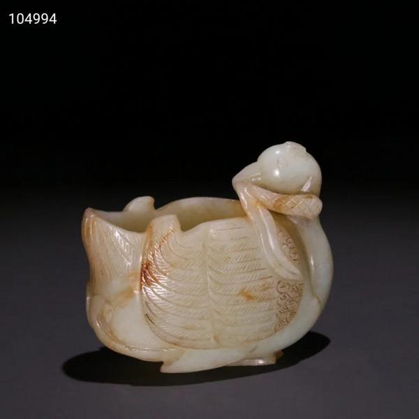 清早期 和田玉鵝如意筆洗