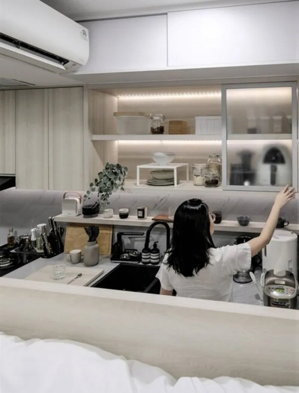 90後女孩25㎡小公寓，LDK、大床、儲藏室、浴室…蝸居照樣不將就