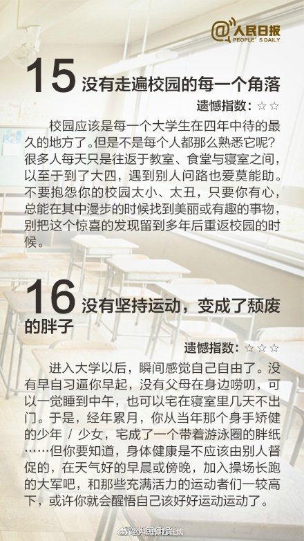 大學生遺憾排行榜 大學最遺憾的16件事 大學生遺憾排行榜 大學最遺憾的16件事
