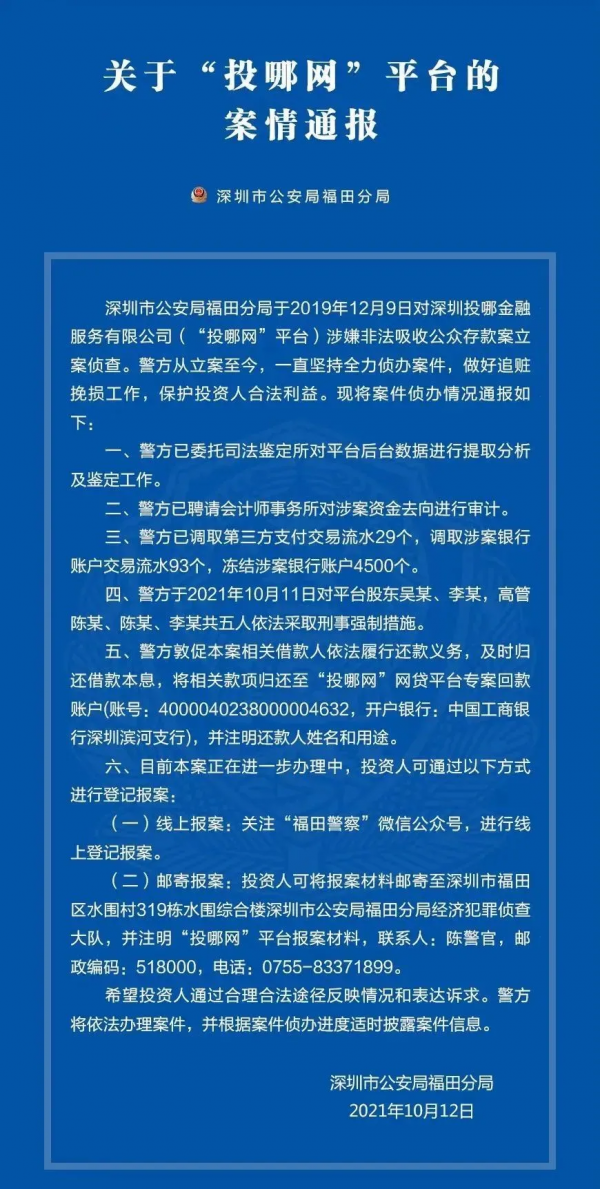 投哪網被立案，良退止步