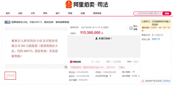 A股第三方支付第一股220萬股股票將拍賣,被執行人胡潤榜上有名 A股第三方支付第一股220萬股股票將拍賣,被執行人胡潤榜上有名