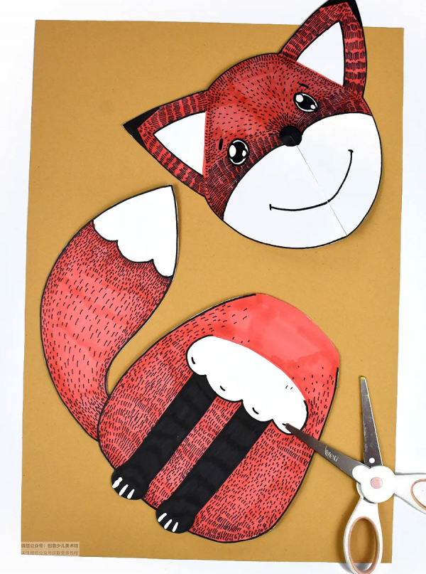 兒童畫教程｜趣味半立體創作藝術課《雪地裡的小狐狸》
