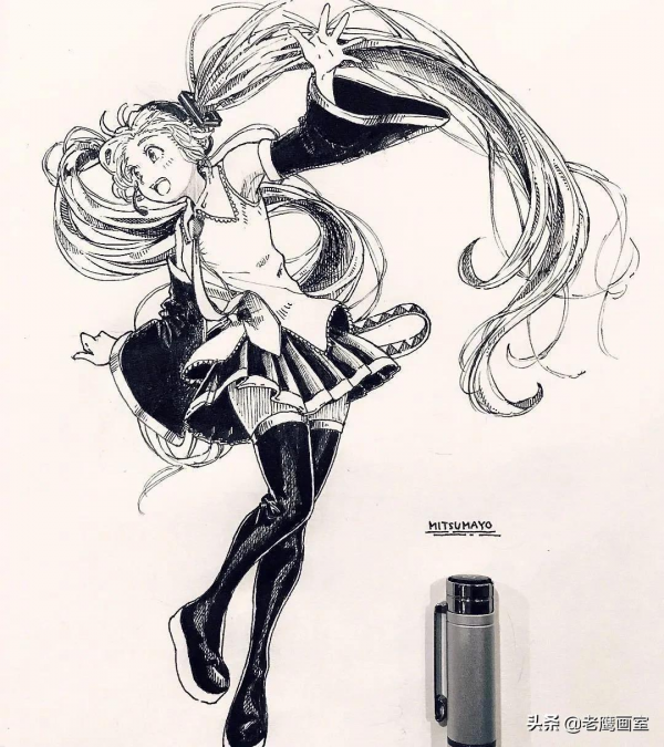 一組針管筆手繪動漫人物，非常棒的臨摹練習素材