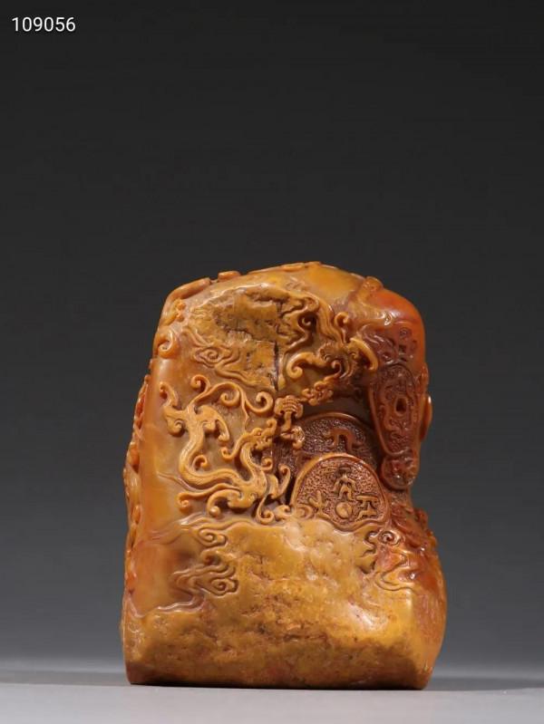 舊藏 田黃石龍鳳紋印章