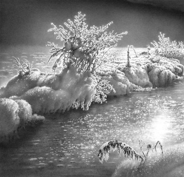 畫雪61年，74歲老人一支鉛筆將雪畫活