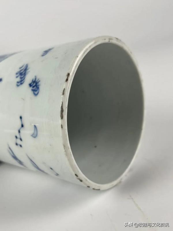 崇禎青花人物山水筆筒鑑賞