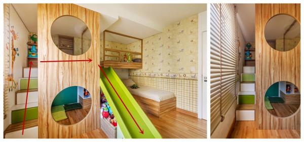 兒童房一邊上下鋪一邊娛樂區，孩子天天在家玩不膩，哪還捨得出門