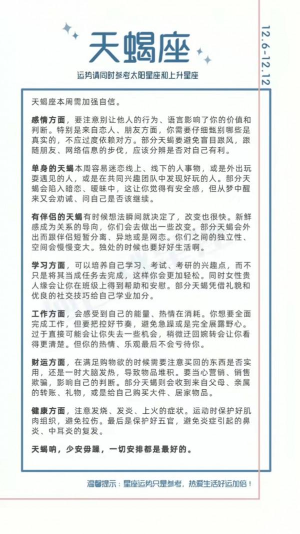 陶白白:十二星座本週運勢2021.12.06-2021.12.12 陶白白:十二星座本週運勢2021.12.06-2021.12.12