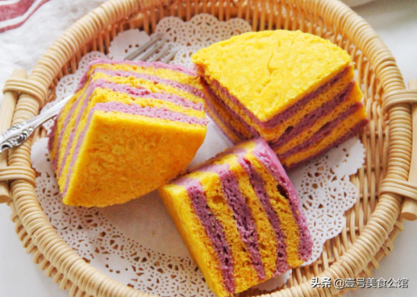 簡單好吃的紫薯南瓜發糕，奶香濃郁，軟嫩營養，吃了一次還想吃